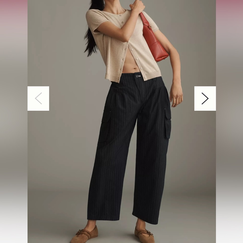 Pilcro Pinstripe Curved Pants